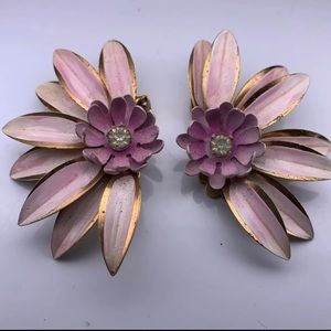 Flower clip on earrings